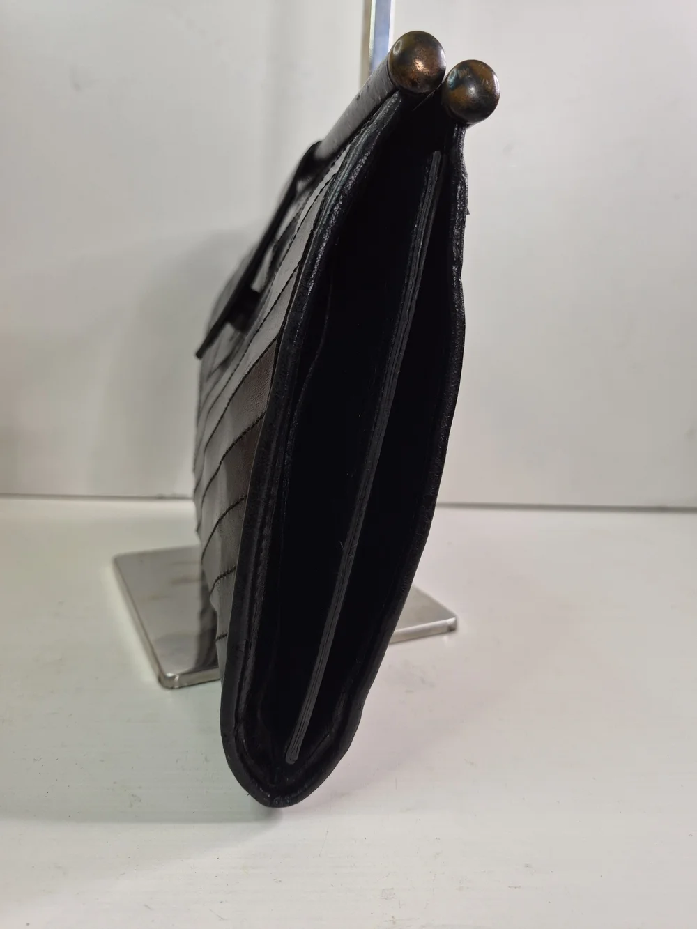 Yves Saint Laurent Black Chevron Leather Clutch - Picture 3 of 11